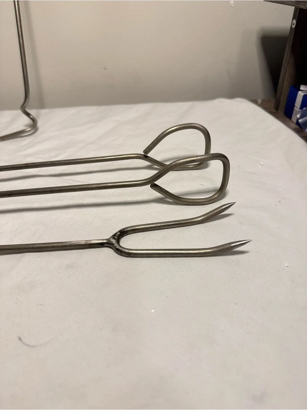 Vintage Barbecue Set With Horn Handles, Forks And Tongs Metal  Set Of Three